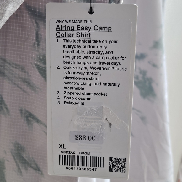 NWT Lululemon Athletica Airing Easy Short-Sleeve Snap Button Shirt - Size XL - Picture 9 of 11